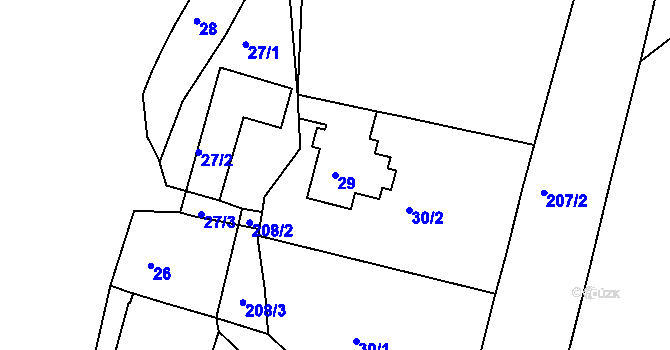 Parcela st. 29 v KÚ Malá Chuchle, Katastrální mapa
