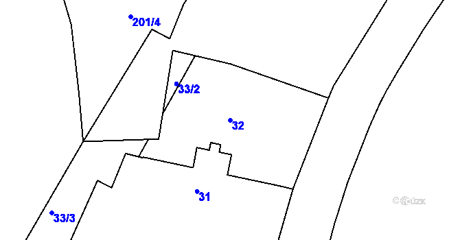 Parcela st. 32 v KÚ Malá Chuchle, Katastrální mapa