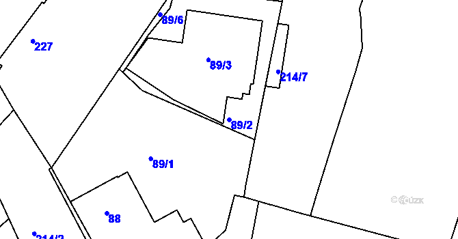 Parcela st. 89/2 v KÚ Malá Chuchle, Katastrální mapa