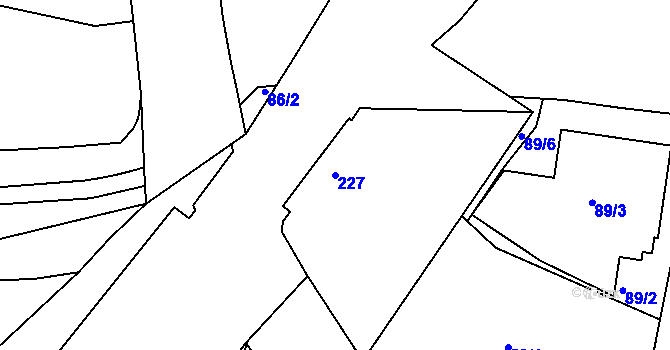Parcela st. 227 v KÚ Malá Chuchle, Katastrální mapa