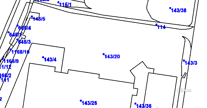 Parcela st. 143/20 v KÚ Malá Chuchle, Katastrální mapa
