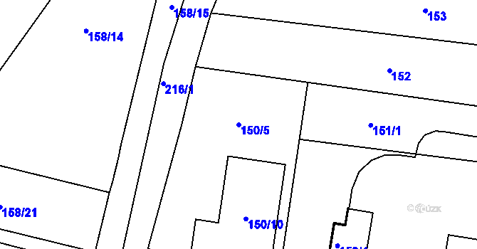 Parcela st. 150/5 v KÚ Malá Chuchle, Katastrální mapa