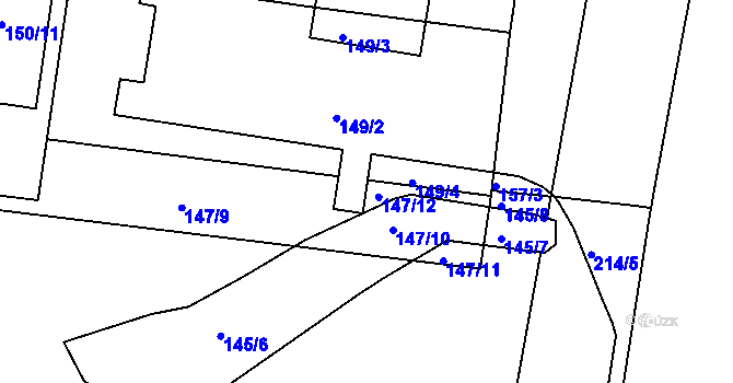 Parcela st. 147/12 v KÚ Malá Chuchle, Katastrální mapa