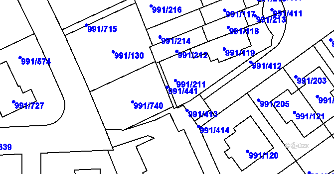 Parcela st. 991/441 v KÚ Velká Chuchle, Katastrální mapa