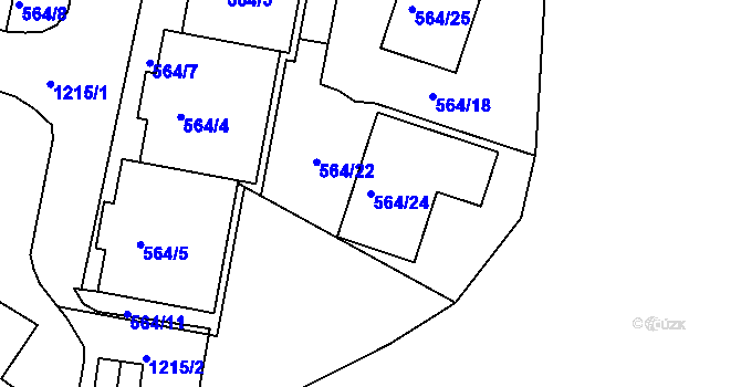 Parcela st. 564/24 v KÚ Velká Chuchle, Katastrální mapa