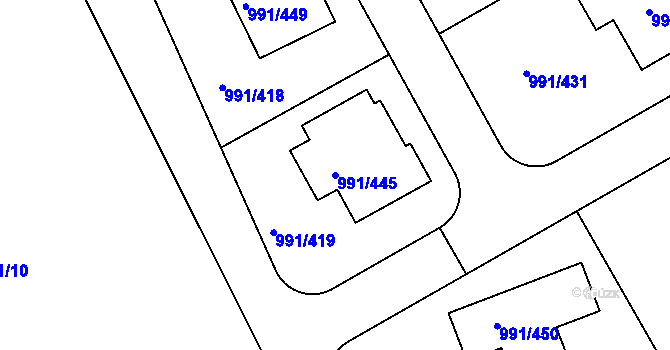 Parcela st. 991/445 v KÚ Velká Chuchle, Katastrální mapa