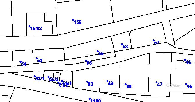 Parcela st. 55 v KÚ Velká Chuchle, Katastrální mapa