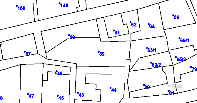 Parcela st. 59 v KÚ Velká Chuchle, Katastrální mapa