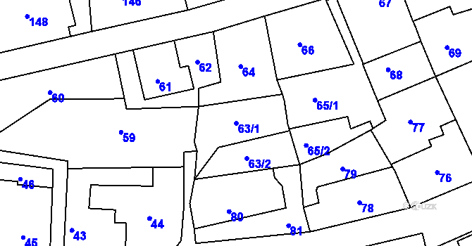 Parcela st. 63/1 v KÚ Velká Chuchle, Katastrální mapa