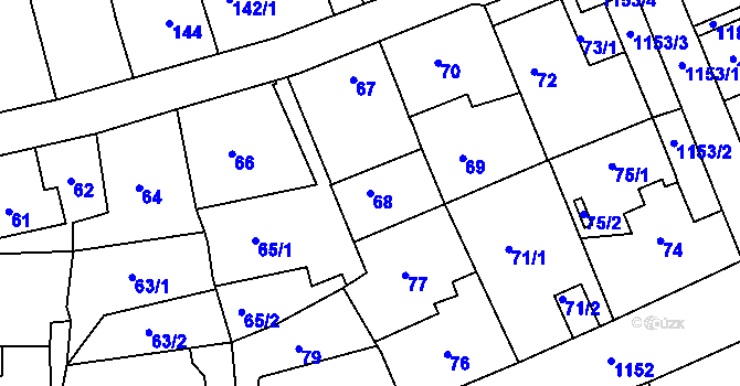 Parcela st. 68 v KÚ Velká Chuchle, Katastrální mapa