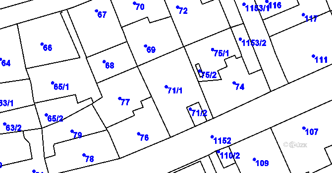 Parcela st. 71/1 v KÚ Velká Chuchle, Katastrální mapa