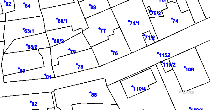 Parcela st. 76 v KÚ Velká Chuchle, Katastrální mapa