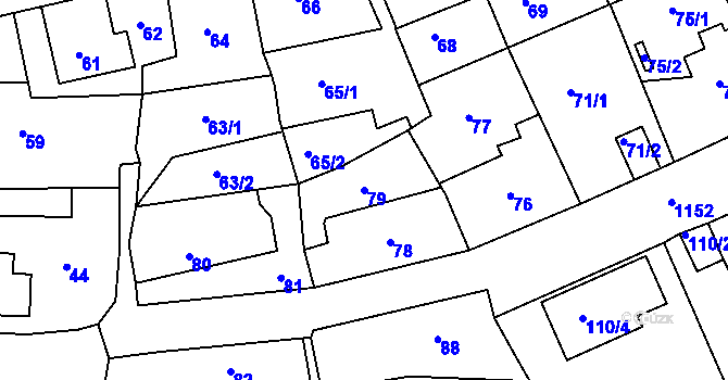 Parcela st. 79 v KÚ Velká Chuchle, Katastrální mapa