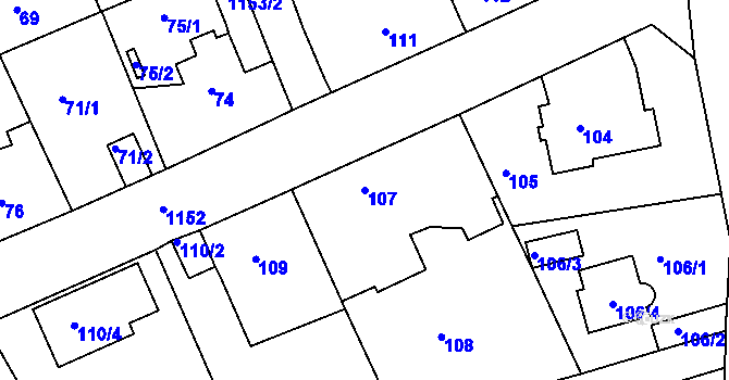 Parcela st. 107 v KÚ Velká Chuchle, Katastrální mapa