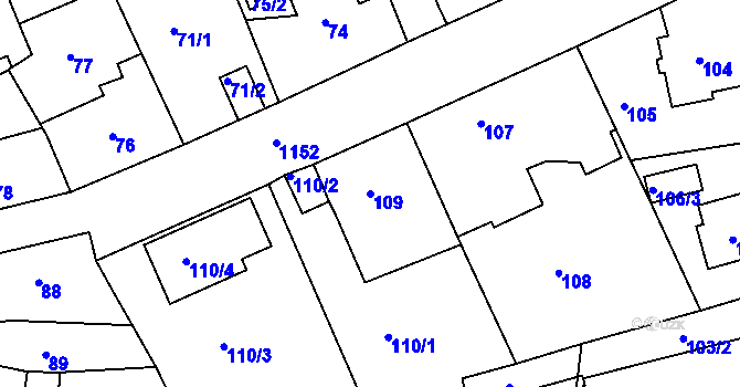 Parcela st. 109 v KÚ Velká Chuchle, Katastrální mapa