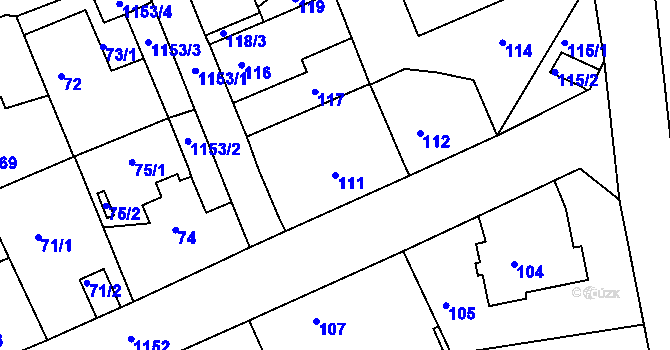 Parcela st. 111 v KÚ Velká Chuchle, Katastrální mapa