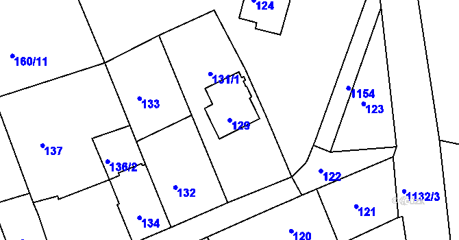 Parcela st. 129 v KÚ Velká Chuchle, Katastrální mapa