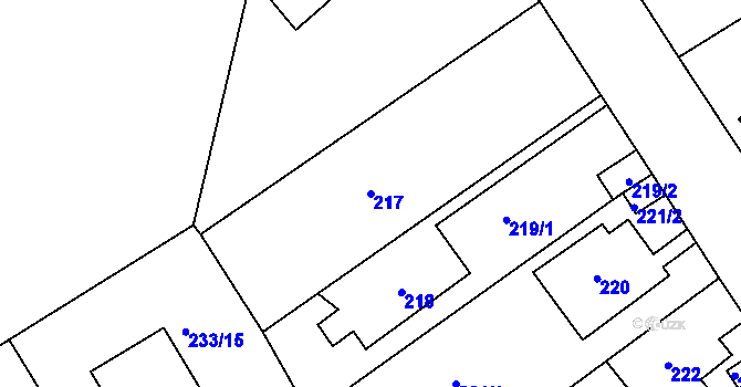 Parcela st. 217 v KÚ Velká Chuchle, Katastrální mapa