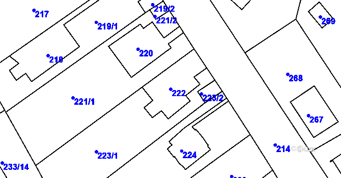 Parcela st. 222 v KÚ Velká Chuchle, Katastrální mapa