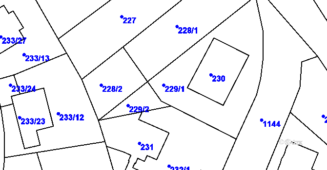 Parcela st. 229/1 v KÚ Velká Chuchle, Katastrální mapa