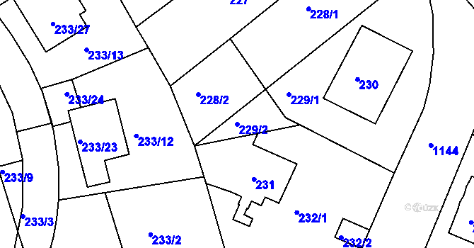 Parcela st. 229/2 v KÚ Velká Chuchle, Katastrální mapa