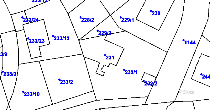 Parcela st. 231 v KÚ Velká Chuchle, Katastrální mapa