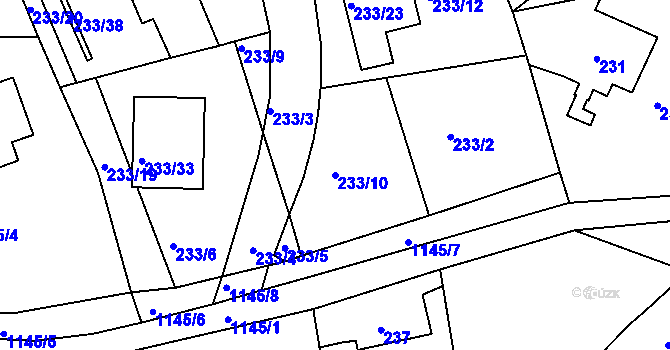 Parcela st. 233/10 v KÚ Velká Chuchle, Katastrální mapa
