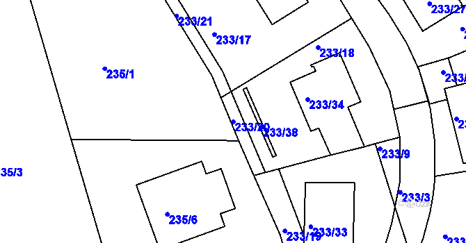 Parcela st. 233/20 v KÚ Velká Chuchle, Katastrální mapa