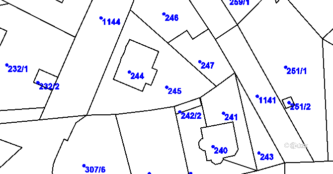 Parcela st. 245 v KÚ Velká Chuchle, Katastrální mapa