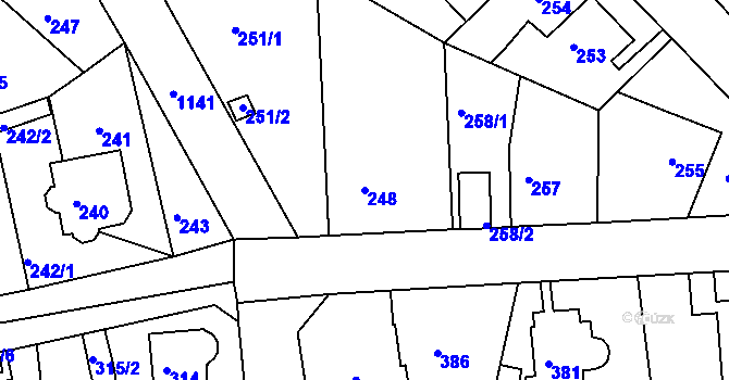 Parcela st. 248 v KÚ Velká Chuchle, Katastrální mapa
