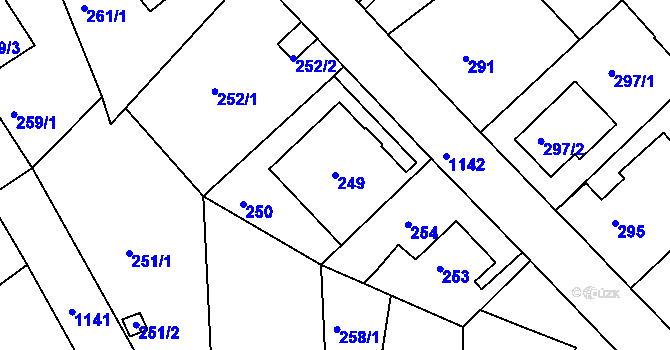 Parcela st. 249 v KÚ Velká Chuchle, Katastrální mapa