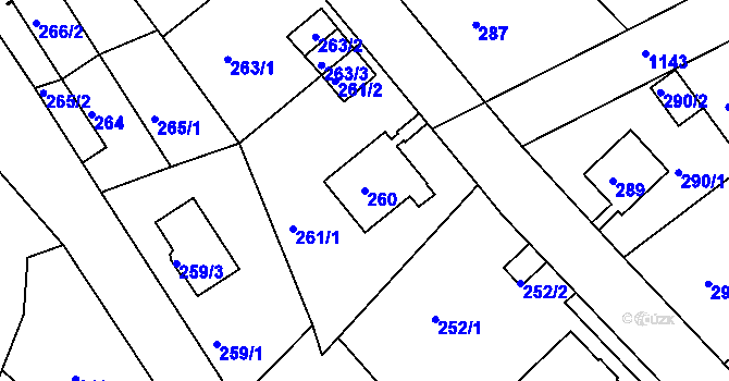 Parcela st. 260 v KÚ Velká Chuchle, Katastrální mapa