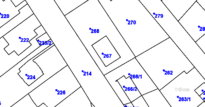 Parcela st. 267 v KÚ Velká Chuchle, Katastrální mapa