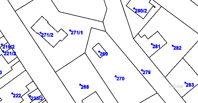 Parcela st. 269 v KÚ Velká Chuchle, Katastrální mapa