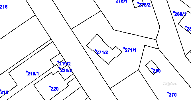Parcela st. 271/2 v KÚ Velká Chuchle, Katastrální mapa