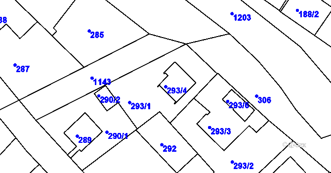 Parcela st. 293/4 v KÚ Velká Chuchle, Katastrální mapa