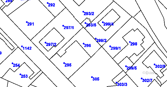 Parcela st. 296 v KÚ Velká Chuchle, Katastrální mapa