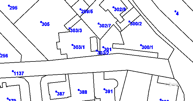 Parcela st. 303/2 v KÚ Velká Chuchle, Katastrální mapa