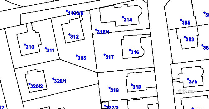 Parcela st. 317 v KÚ Velká Chuchle, Katastrální mapa