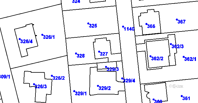 Parcela st. 327 v KÚ Velká Chuchle, Katastrální mapa