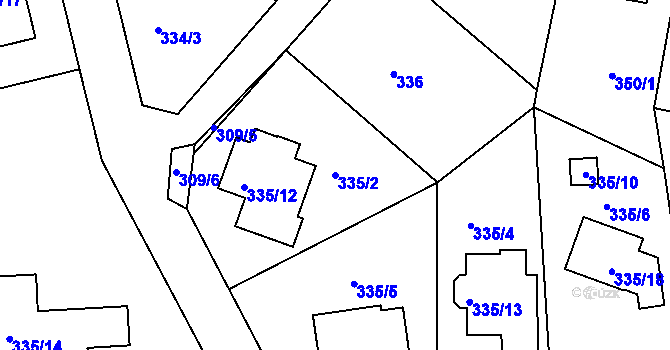 Parcela st. 335/2 v KÚ Velká Chuchle, Katastrální mapa