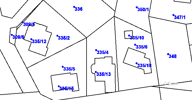 Parcela st. 335/4 v KÚ Velká Chuchle, Katastrální mapa