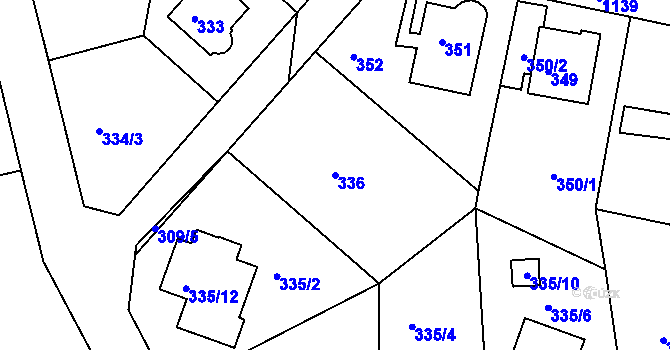 Parcela st. 336 v KÚ Velká Chuchle, Katastrální mapa