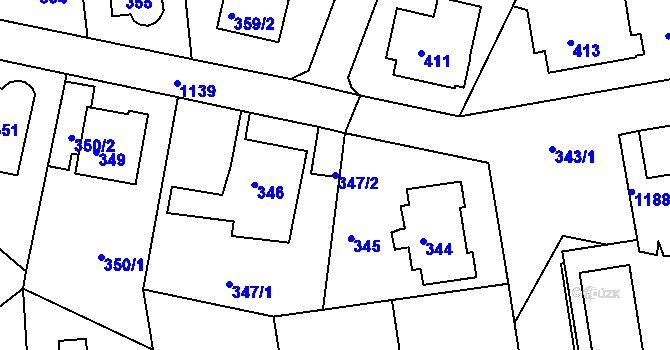 Parcela st. 347/2 v KÚ Velká Chuchle, Katastrální mapa