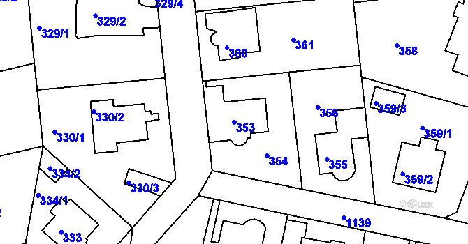 Parcela st. 353 v KÚ Velká Chuchle, Katastrální mapa