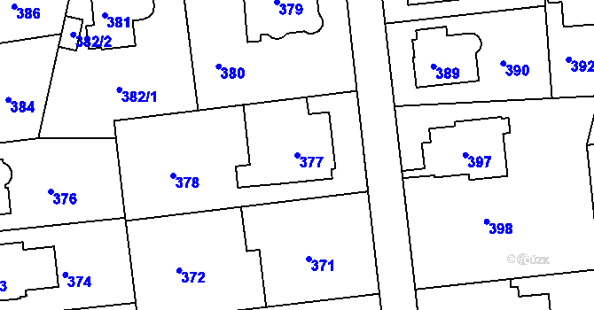 Parcela st. 377 v KÚ Velká Chuchle, Katastrální mapa