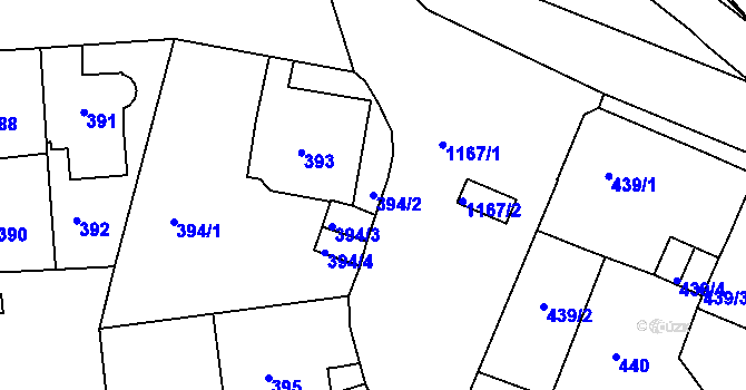 Parcela st. 394/2 v KÚ Velká Chuchle, Katastrální mapa