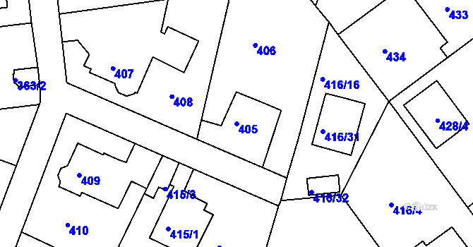 Parcela st. 405 v KÚ Velká Chuchle, Katastrální mapa