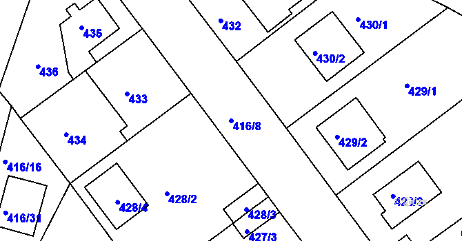 Parcela st. 416/8 v KÚ Velká Chuchle, Katastrální mapa