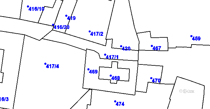 Parcela st. 417/1 v KÚ Velká Chuchle, Katastrální mapa